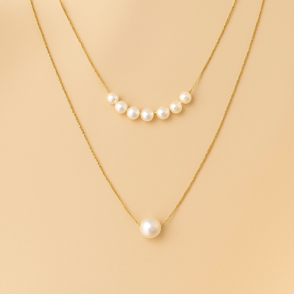 Double Pearl Elegance Necklace